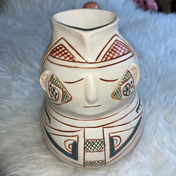 Vintage Mexican Pottery hand painted Pitcher Water/vase X10 - Picture 2 of 12